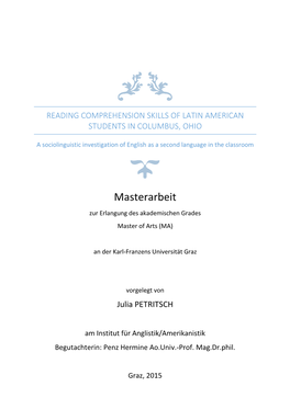 Reading Comprehension Skills of Latin American Students in Columbus, Ohio