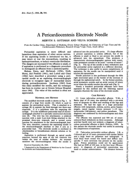 A Pericardiocentesis Electrode Needle MERVYN S