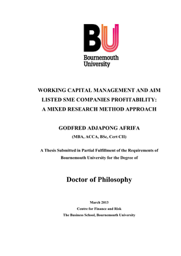 Working Capital Management and Aim Listed Sme Companies Profitability: a Mixed Research Method Approach