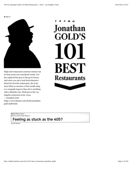 The List: Jonathan Gold's 101 Best Restaurants - 2014 - Los Angeles Times 2014/05/21 9:57