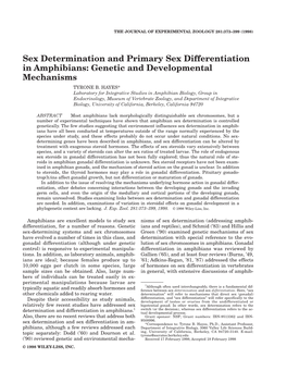 Sex Determination and Primary Sex Differentiation in Amphibians: Genetic and Developmental Mechanisms TYRONE B