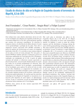 Estudio De Efectos De Sitio En La Región De Coquimbo Durante El Terremoto De