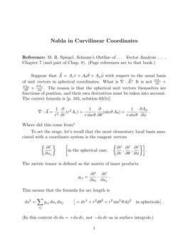 Nabla in Curvilinear Coordinates