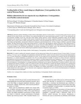 Feeding Habits of Three Round Stingrays (Rajiformes: Urotrygonidae) in the Central Mexican Pacific