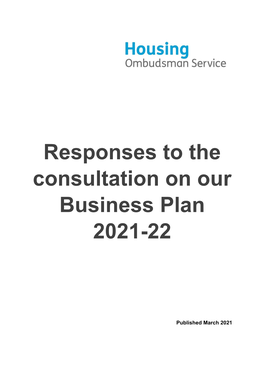 Business Plan 2021-22 Consultation Report