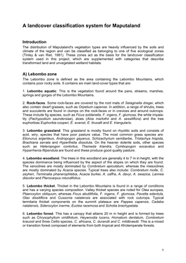 A Landcover Classification System for Maputaland