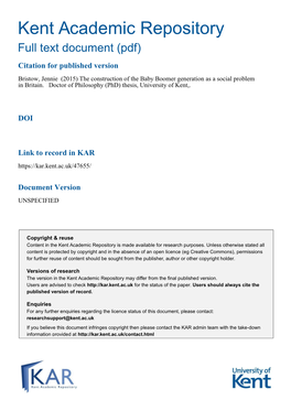 The Construction of the Baby Boomer Generation As a Social Problem in Britain.Pdf