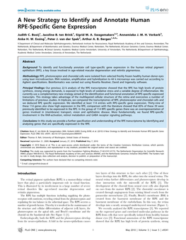 A New Strategy to Identify and Annotate Human RPE-Specific Gene Expression