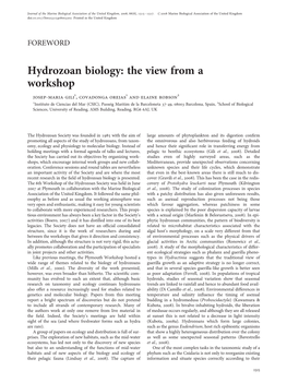 Hydrozoan Biology: the View from a Workshop