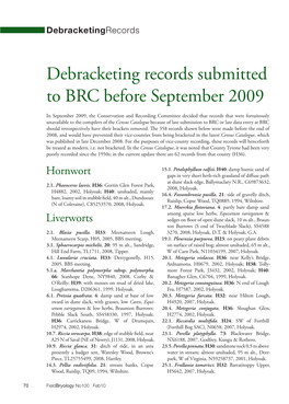 Debracketing Records Submitted to BRC Before September 2009