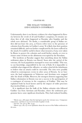 The Sullan Veterans and Catiline's Conspiracy