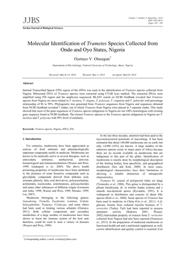 Molecular Identification of Trametes Species Collected from Ondo and Oyo States, Nigeria