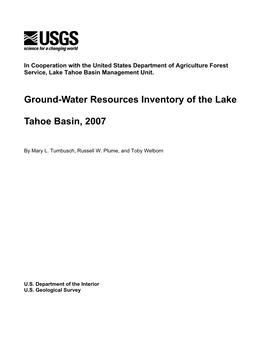 Ground-Water Resources Inventory of the Lake Tahoe Basin, 2007