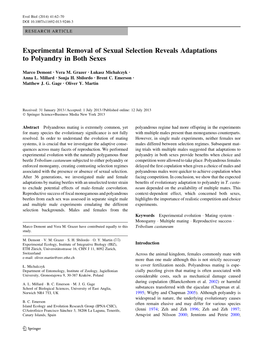 Experimental Removal of Sexual Selection Reveals Adaptations to Polyandry in Both Sexes