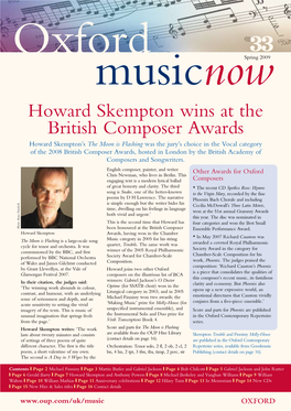 Howard Skempton Wins at the British Composer Awards
