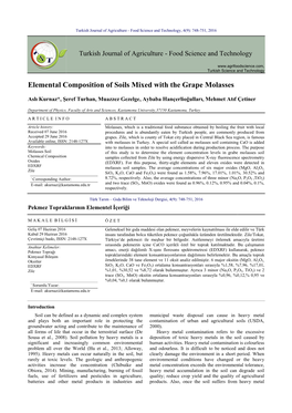 Elemental Composition of Soils Mixed with the Grape Molasses