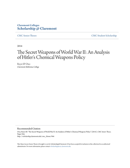 The Secret Weapons of World War II: an Analysis of Hitler's Chemical