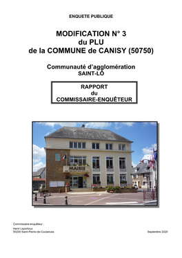 MODIFICATION N° 3 Du PLU De La COMMUNE De CANISY (50750)