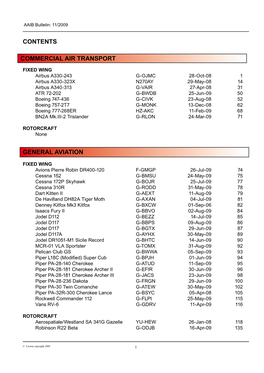 Commercial Air Transport General Aviation Contents