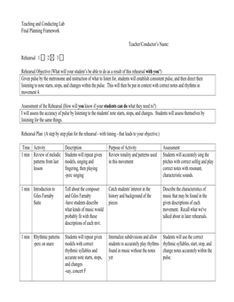 Conducting Rehearsal Plan Example.Pdf