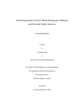 On the Generation of Cyber Threat Intelligence: Malware and Network Trafﬁc Analyses