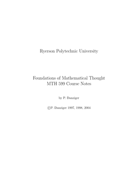 MTH 599 Foundations of Mathematical Thought