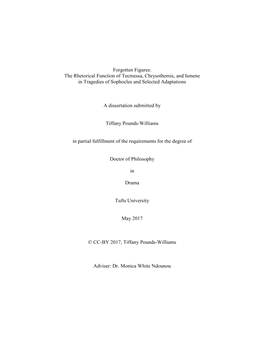 The Rhetorical Function of Tecmessa, Chrysothemis, and Ismene in Tragedies of Sophocles and Selected Adaptations