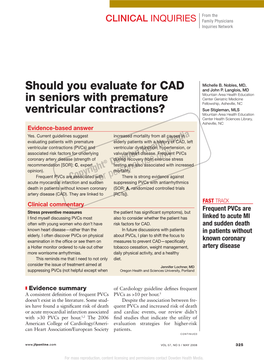 Should You Evaluate for CAD in Seniors with Premature Ventricular