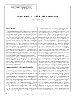 Methadone in End-Of-Life Pain Management Diane L