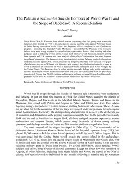 The Palauan Kirikomi-Tai Suicide Bombers of World War II and the Siege of Babeldaob: a Reconsideration