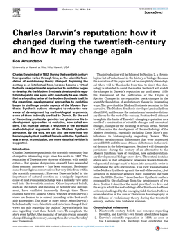 Charles Darwin's Reputation: How It Changed During the Twentieth