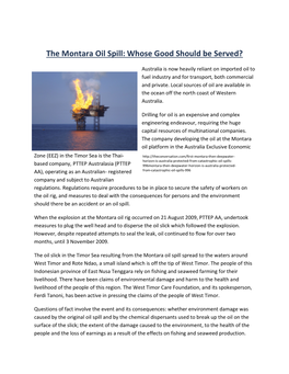 The Montara Oil Spill: Whose Good Should Be Served?