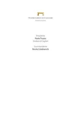 Teatro Lirico Di Cagliari • Service Videoproiezioni Ideogamma, Rimini Sopratitoli Francesco Marceddu