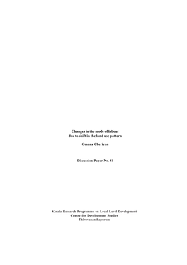 Changes in the Mode of Labour Due to Shift in the Land Use Pattern