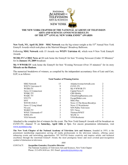 Winners, As Compiled by the Independent Accountancy Firm of Lutz and Carr, LLP, Is As Follows