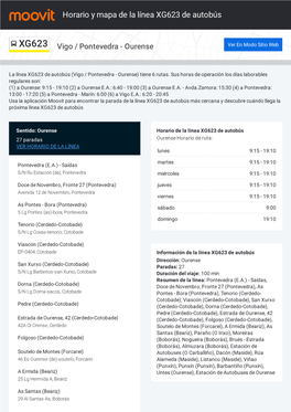 Horario Y Mapa De La Ruta XG623 De Autobús