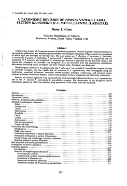 A Taxonomic Revision of Prostanthera Labill