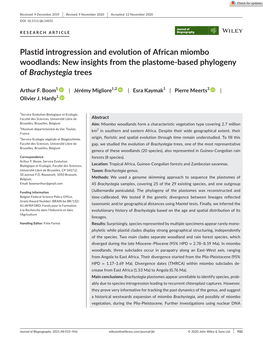 Plastid Introgression and Evolution of African Miombo Woodlands: New Insights from the Plastome-Based Phylogeny of Brachystegia Trees