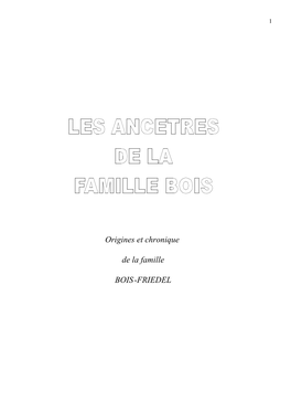 Origines Et Chronique De La Famille Bois-Friedel