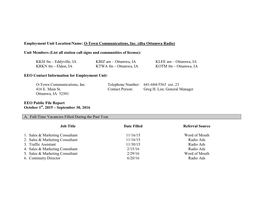 Employment Unit Location/Name: O-Town Communications, Inc