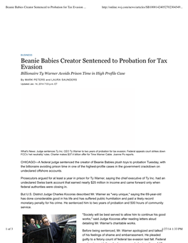 Beanie Babies Creator Sentenced to Probation for Tax Evasion