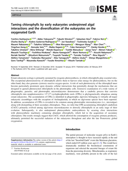 Taming Chlorophylls by Early Eukaryotes Underpinned Algal Interactions and the Diversiﬁcation of the Eukaryotes on the Oxygenated Earth