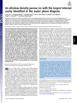 An Ultralow-Density Porous Ice with the Largest Internal Cavity Identified in the Water Phase Diagram