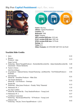 Big Pun Capital Punishment Mp3, Flac, Wma