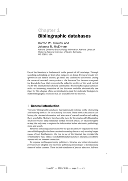 Chapter 1 Bibliographic Databases