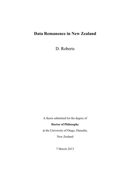 Data Remanence in New Zealand D. Roberts