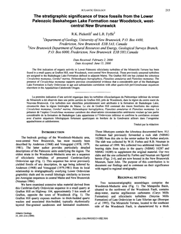 The Stratigraphic Significance of Trace Fossils from the Lower Paleozoic Baskahegan Lake Formation Near Woodstock, West- Central New Brunswick