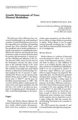 Genetic Determinants of Trace Element Metabolism