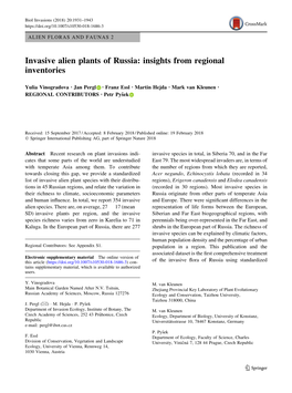 Invasive Alien Plants of Russia: Insights from Regional Inventories