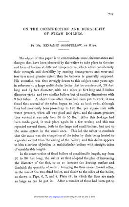 On the Construction and Durability of Steam Boilers